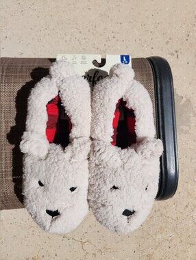 Dearfoams Cream Memory Foam Slippers - LARGE